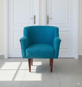 Modern Teal Blue Velvet Tub Chair with Wooden Legs – RVJ Furnitures