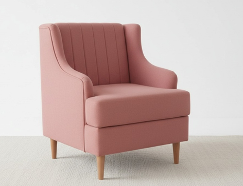 Modern Blush Pink High-Back Accent Chair with Channel Tufting – RVJ Furnitures