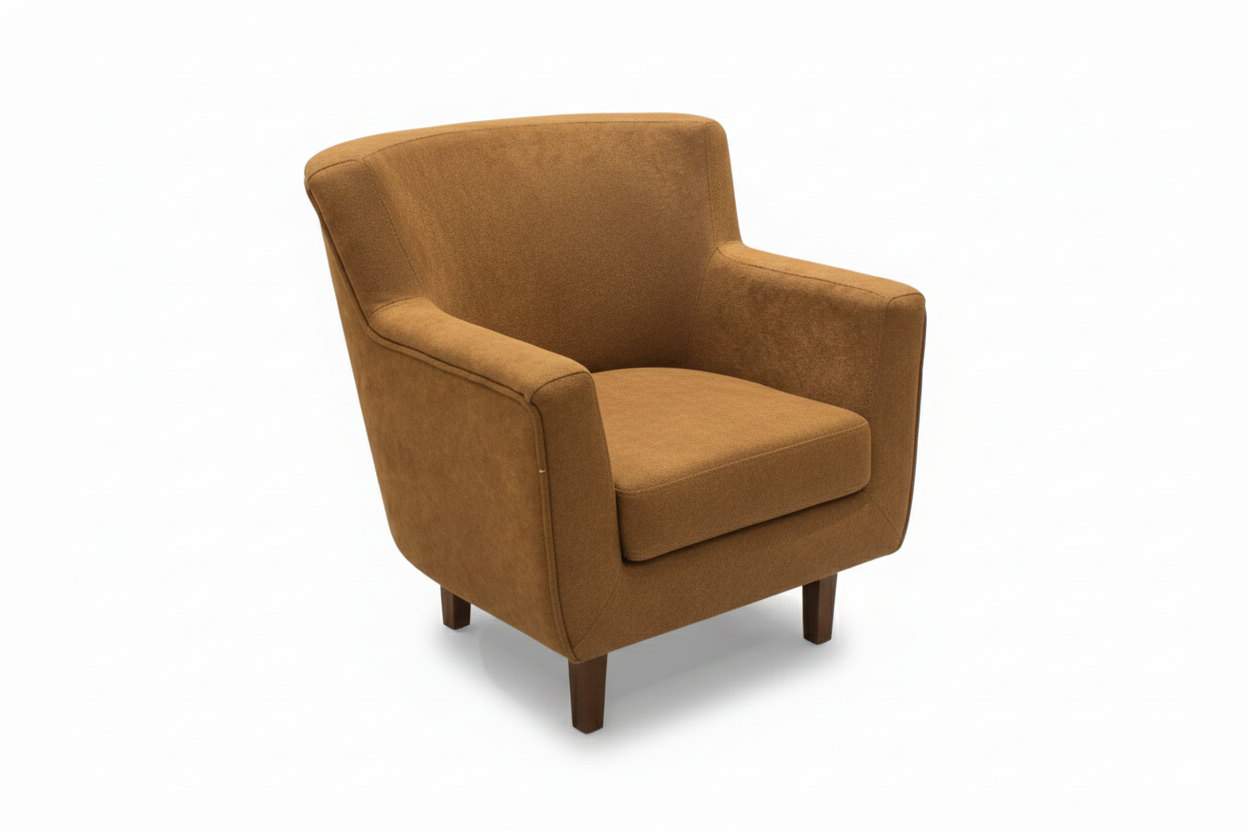 Blush Pink Velvet Channel Tufted Armchair with Lumbar Pillow & Tapered Wood Legs – Mid-Century Modern - Image 3