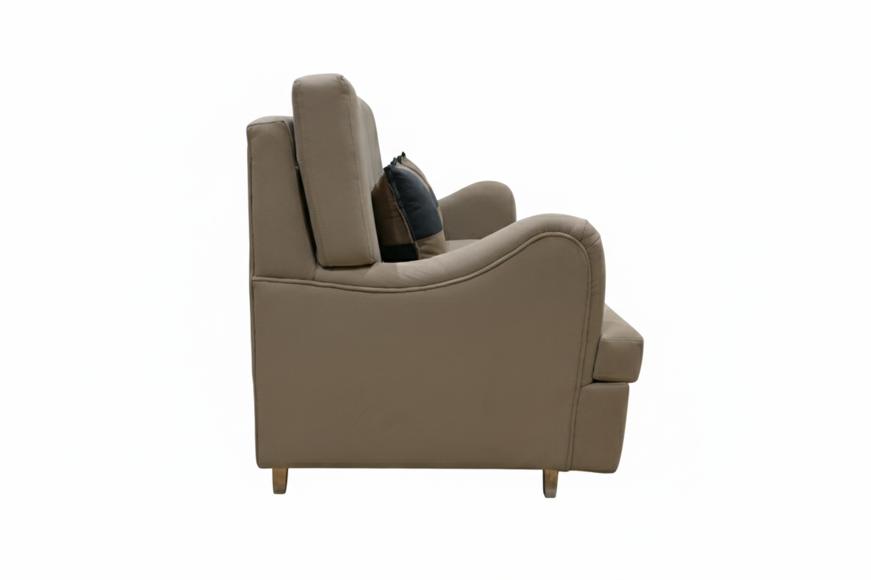 Modern High-Back Beige Sofa with Dual-Tone Checkered Pillows – RVJ Furnitures - Image 3